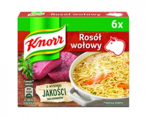 KNORR Rosół wołowy 6 kostek 60g (pakowane 24 szt.)