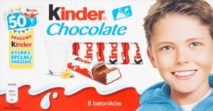 KINDER Chocolate 8 batoników z mlecznej czekolady 100g (pakowane 10 szt.)
